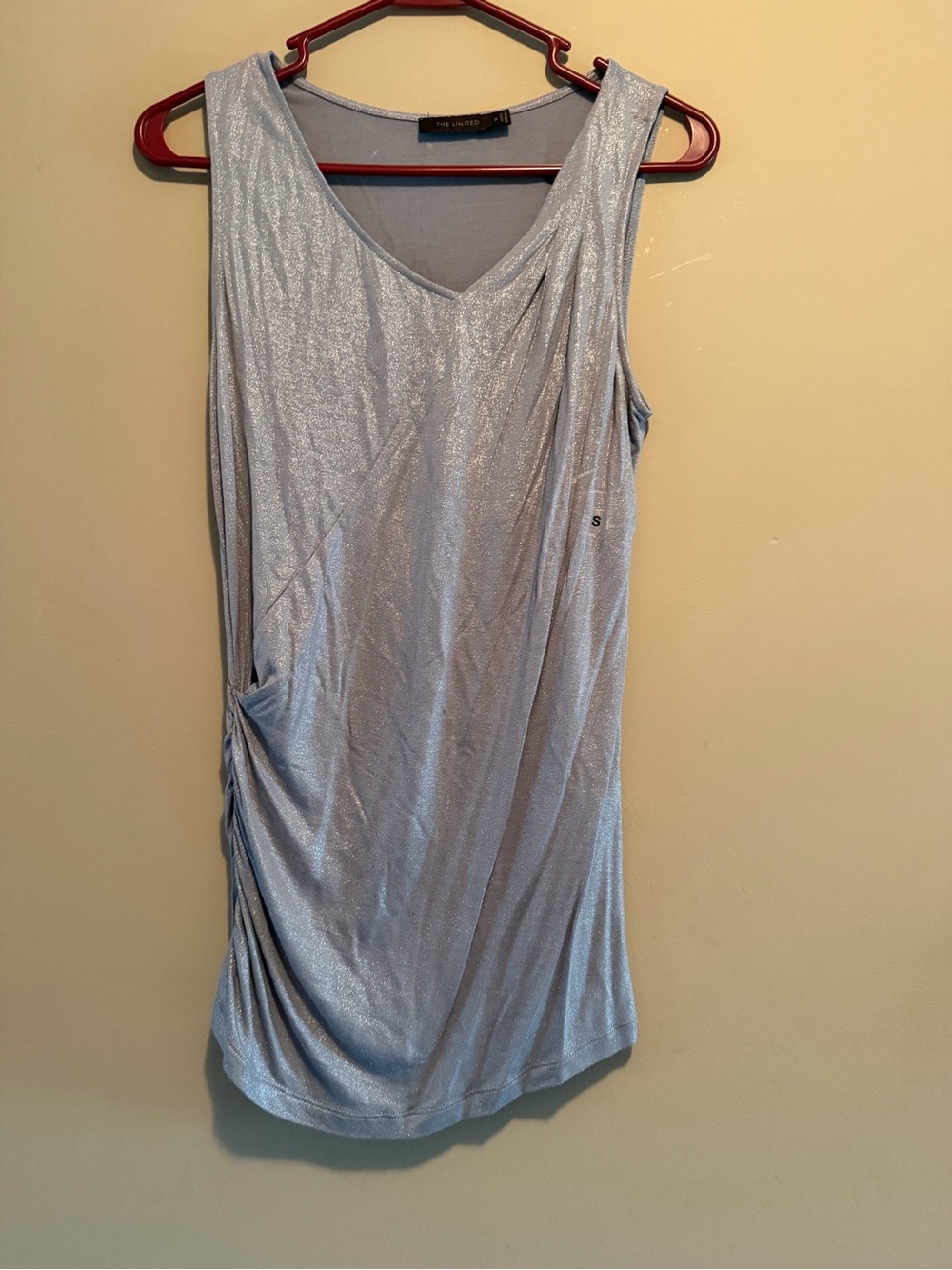 City Studio Light Silver Metallic V-Neck Tank Top
